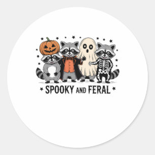 Spooky and Feral Funny Halloween Raccoon Classic Round Sticker