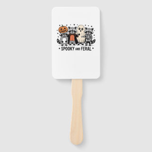 Spooky and Feral Funny Halloween Raccoon Hand Fan