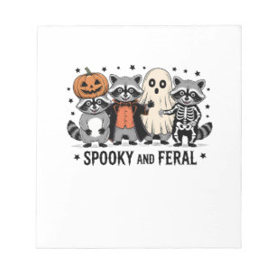 Spooky and Feral Funny Halloween Raccoon Notepad