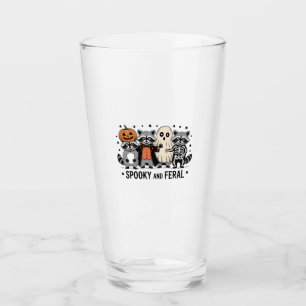 Spooky and Feral Funny Halloween Racoon Glass