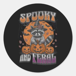 Spooky And Feral Groovy For Racoon Lovers Racoon Classic Round Sticker