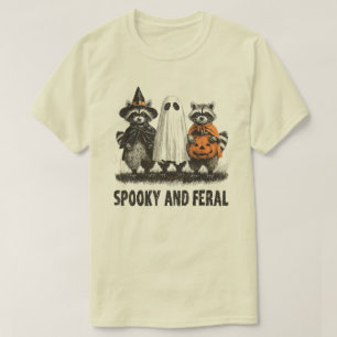 Spooky And Feral Halloween Cute Ghost Raccoon T-Shirt