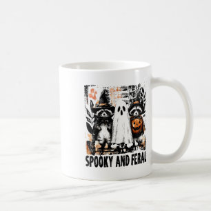 Spooky And Feral Halloween Cute Ghost Raccoon Tric Coffee Mug