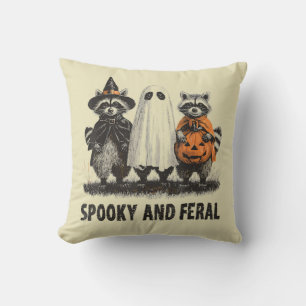 Spooky And Feral Halloween Cute Ghost Racoon Cushion