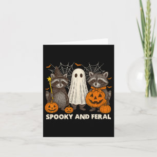 Spooky And Feral Halloween Cute Ghost Racoon Tric Card