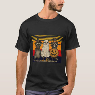Spooky And Feral Halloween Cute Ghost Racoon Tric T-Shirt