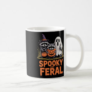 Spooky And Feral Halloween Ghost Racoon Opossum  Coffee Mug