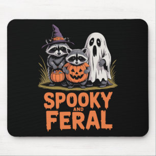 Spooky And Feral Halloween Ghost Racoon Opossum Mouse Pad