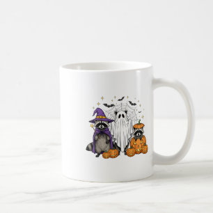 Spooky And Feral Halloween Racoon Ghost Witch Tri Coffee Mug