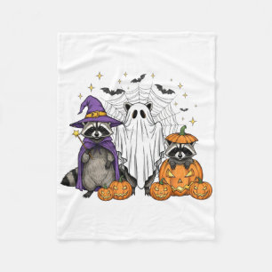 Spooky And Feral Halloween Racoon Ghost Witch Tri Fleece Blanket