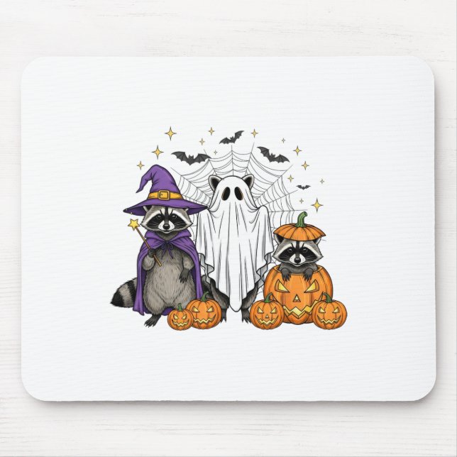 Spooky And Feral Halloween Racoon Ghost Witch Tri Mouse Pad (Front)
