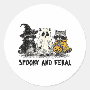 Spooky And Feral Halloween Racoon Spooky Season T Classic Round Sticker