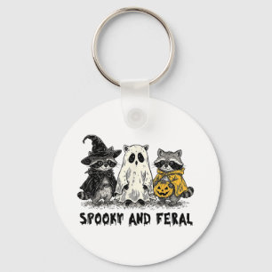 Spooky And Feral Halloween Racoon Spooky Season T Key Ring