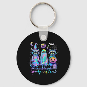 Spooky And Feral Halloween Racoon Witch Ghost Jac Key Ring