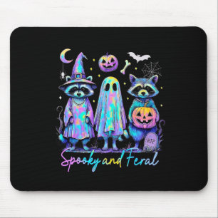 Spooky And Feral Halloween Racoon Witch Ghost Jac Mouse Pad