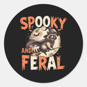 Spooky And Feral Racoon Halloween Funny Halloween Classic Round Sticker