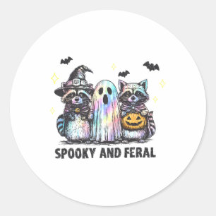 Spooky And Feral Racoon Halloween Racoon Ghost T Classic Round Sticker