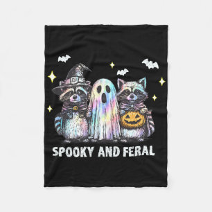 Spooky And Feral Racoon Halloween Racoon Ghost T Fleece Blanket