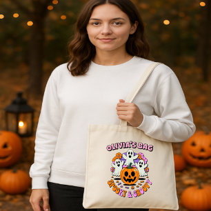 Spooky and Groovy Personalised Halloween Candy Tote Bag