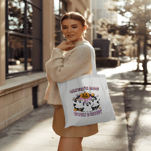 Spooky and Groovy Retro Ghosts Personalized Tote Bag