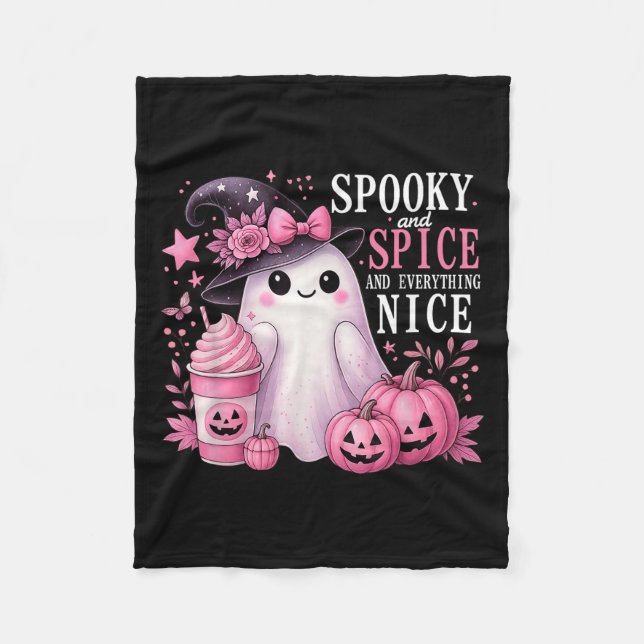 Spooky And Spice And Everything Nice Halloween Pin Fleece Blanket (Front)