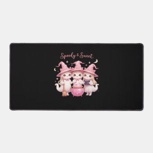 Spooky and Sweet Cute Witch Cat Oversized T-Shirt Desk Mat
