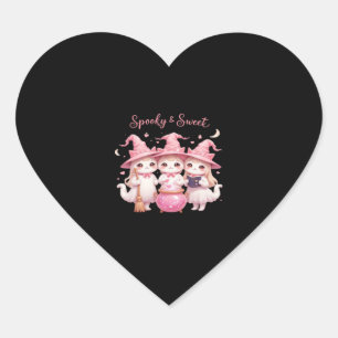 Spooky and Sweet Cute Witch Cat Oversized T-Shirt Heart Sticker