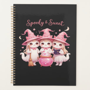 Spooky and Sweet Cute Witch Cat Oversized T-Shirt Planner