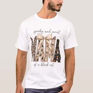 Spooky and Sweet Mama of a Black Cat Halloween T-Shirt