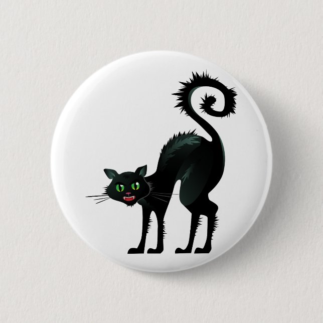 Spooky Angry Black Cat 6 Cm Round Badge (Front)