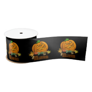 Spooky Animals Pumpkin Satin Ribbon