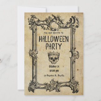 Spooky Antique Halloween Party Invitation Card