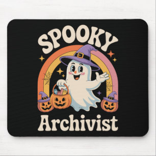 Spooky Archivist Cute Ghost Pumpkin Archives Hallo Mouse Pad