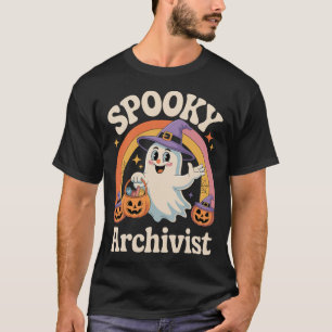 Spooky Archivist Cute Ghost Pumpkin Archives Hallo T-Shirt