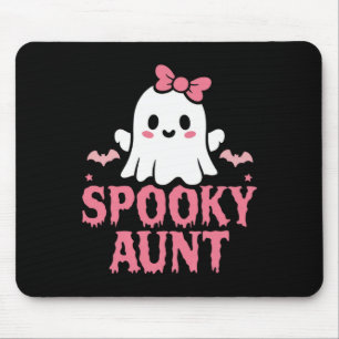 Spooky Aunt Family Cute Pink White Ghost Boo Hallo Mouse Pad