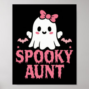 Spooky Aunt Family Cute Pink White Ghost Boo Hallo Poster