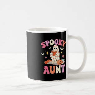 Spooky Aunt Retro Groovy Floral Ghost Halloween Co Coffee Mug