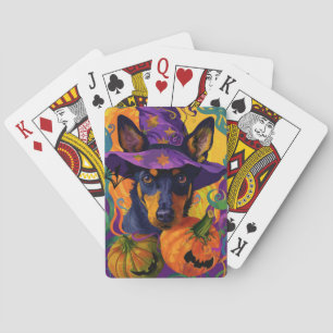 Spooky Australian Kelpie Halloween Pumpkin Playing Cards