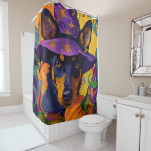 Spooky Australian Kelpie Halloween Pumpkin Shower Curtain
