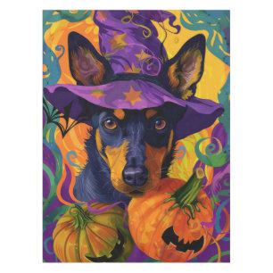 Spooky Australian Kelpie Halloween Pumpkin Tablecloth