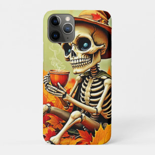 Spooky Autumn Skeleton's Coffee Break Design iPhone 11 Pro Case
