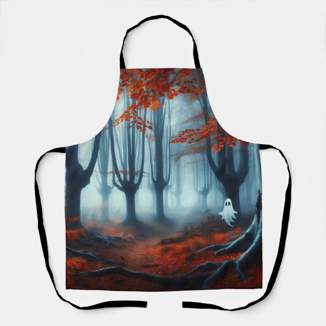 Spooky Autumn woods with a ghost Apron (Front)