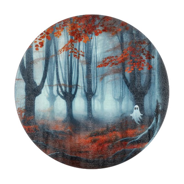 Spooky Autumn woods with a ghost Cutting Board (Front)