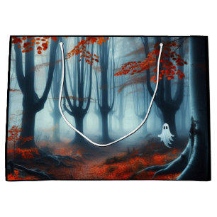 Spooky Autumn woods with a ghost Large Gift Bag