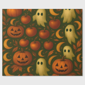 🎃 Spooky Autumn Wrapping Paper – Ghosts, Pumpkins