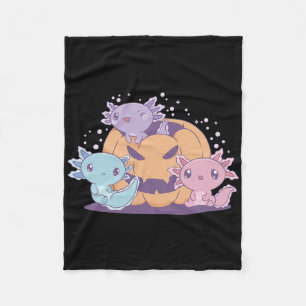 Spooky Axolotl's Halloween Pumpkin Costume Kids Wo Fleece Blanket