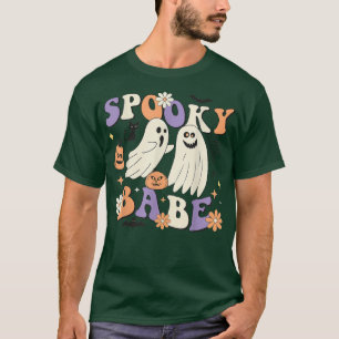 Spooky Babe Cute Ghost Pumpkin Spider Flower Hallo T-Shirt