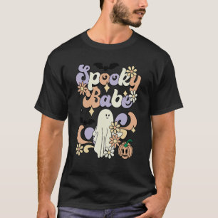 Spooky Babe Cute Ghost Pumpkin Spider Flower Hallo T-Shirt