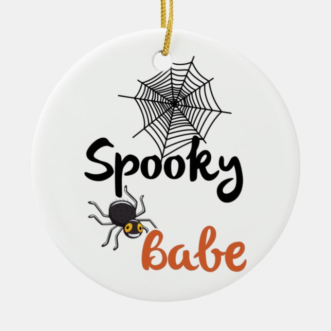 Spooky Babe – Cute Halloween Design Ceramic Ornament (Front)
