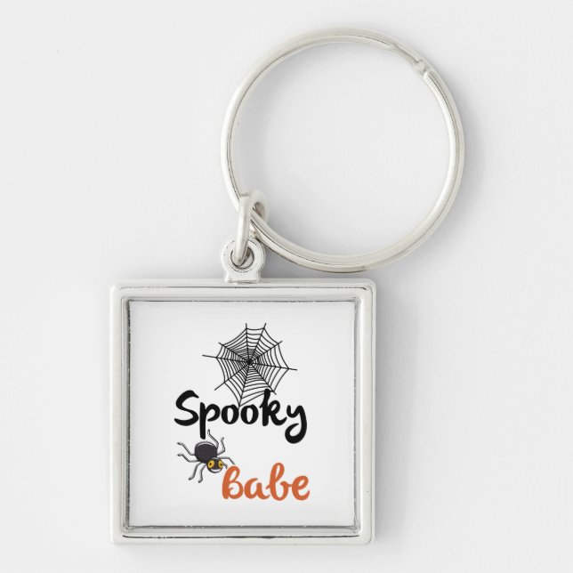 Spooky Babe – Cute Halloween Design Key Ring (Front)